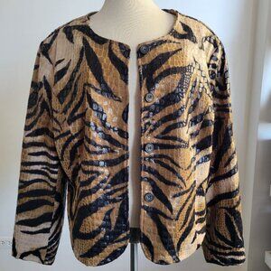 Selene Sport Faux Snake Skin Brown Light Jacket (Size: Large)